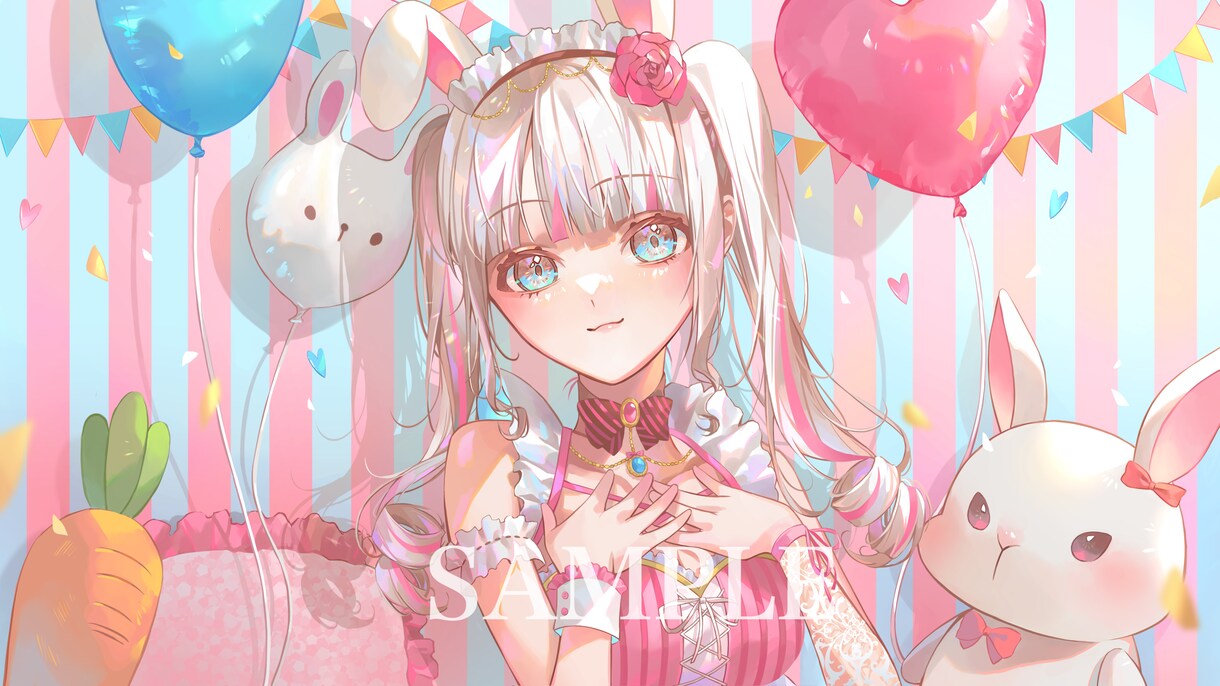 キラキラホログラムのような可愛いイラスト描きます アイコン、一枚絵、キャラデザ、MVイラスト何でも承ります！ イメージ1