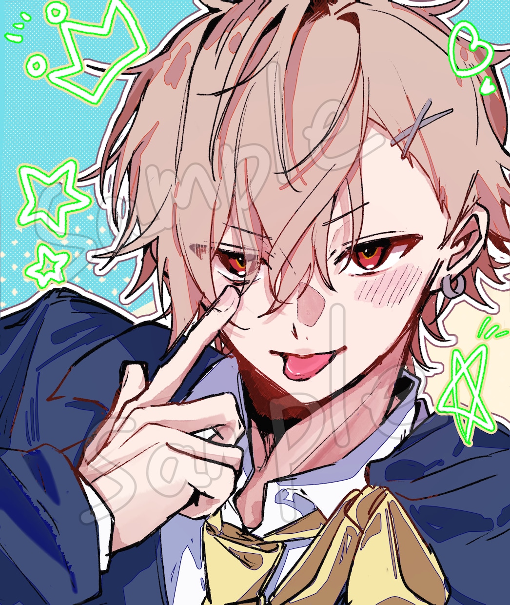 SNS等のアイコン描きます パキッと感と、ラフみを帯びたイラストを得意とします！ イメージ1