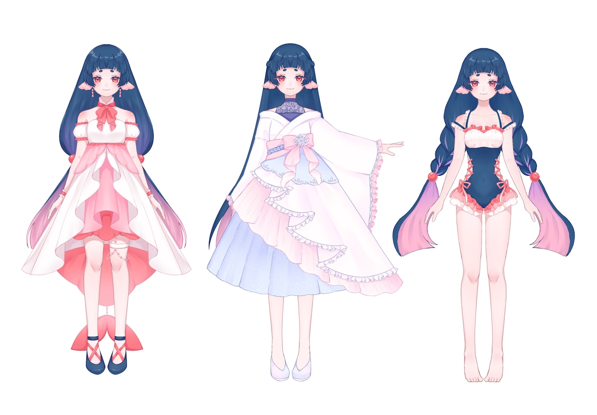 商用利用可！あなただけのキャラクターを制作します 歌い手活動や配信活動などに使用できる立ち絵(三面図)を制作 イメージ1