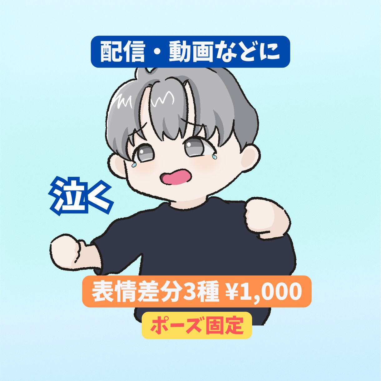 ゆるっとミニキャラ(表情差分3種セット)描きます 配信・SNSで使いやすい表情差分付きSDです イメージ2