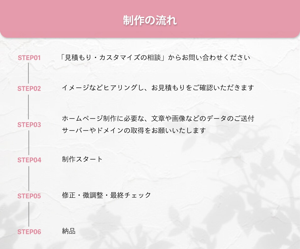 女性ウケ抜群！！完全オーダーメイドHP制作します あなたのビジネスにふさわしい"美しさ"と"機能性"を イメージ7