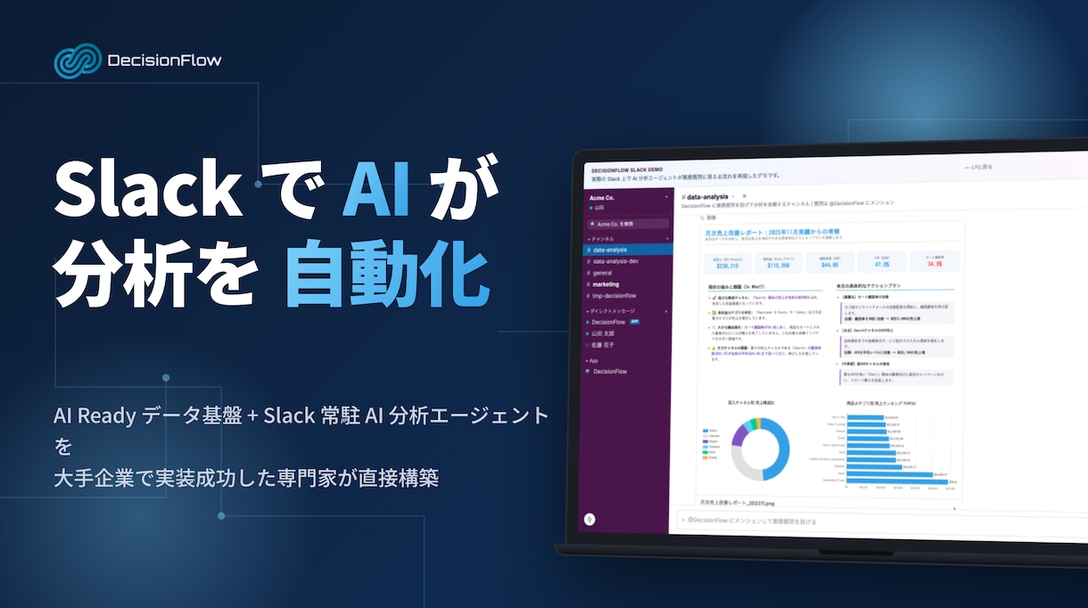 データ人材無しで AI 分析が動く基盤を構築します 大手企業で分析自動化させたプロが対応 イメージ1