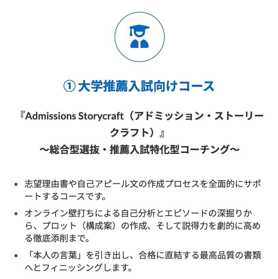 総合型選抜・推薦入試の志望理由書をプロと創ります ①大学入試向けコース 合格に直結する圧倒的な構成案を作ります イメージ1