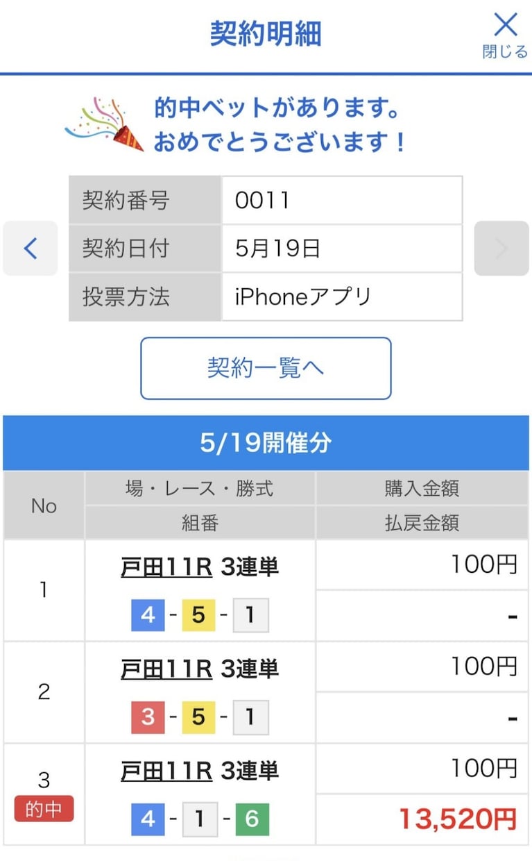 競艇予想中穴以上万舟狙い20レース3点提供します 3日連続万舟的中！33860円13520円24560円 イメージ9