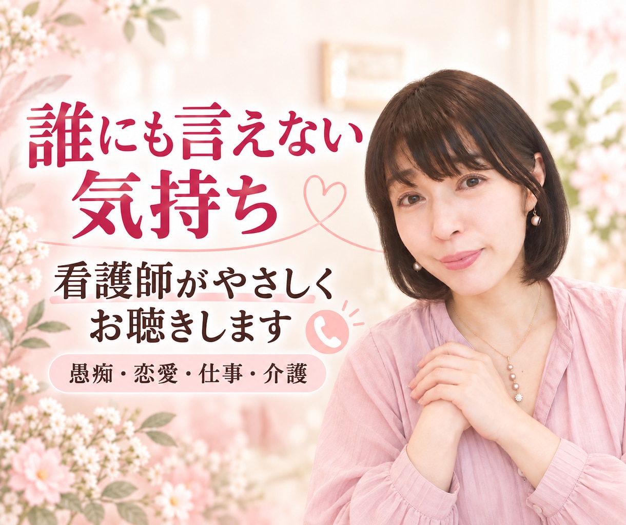 寂しい時、誰かと話したいとき、看護師が寄り添います 愚痴・恋愛の悩み・仕事・眠れない夜否定せず優しく寄り添います イメージ1