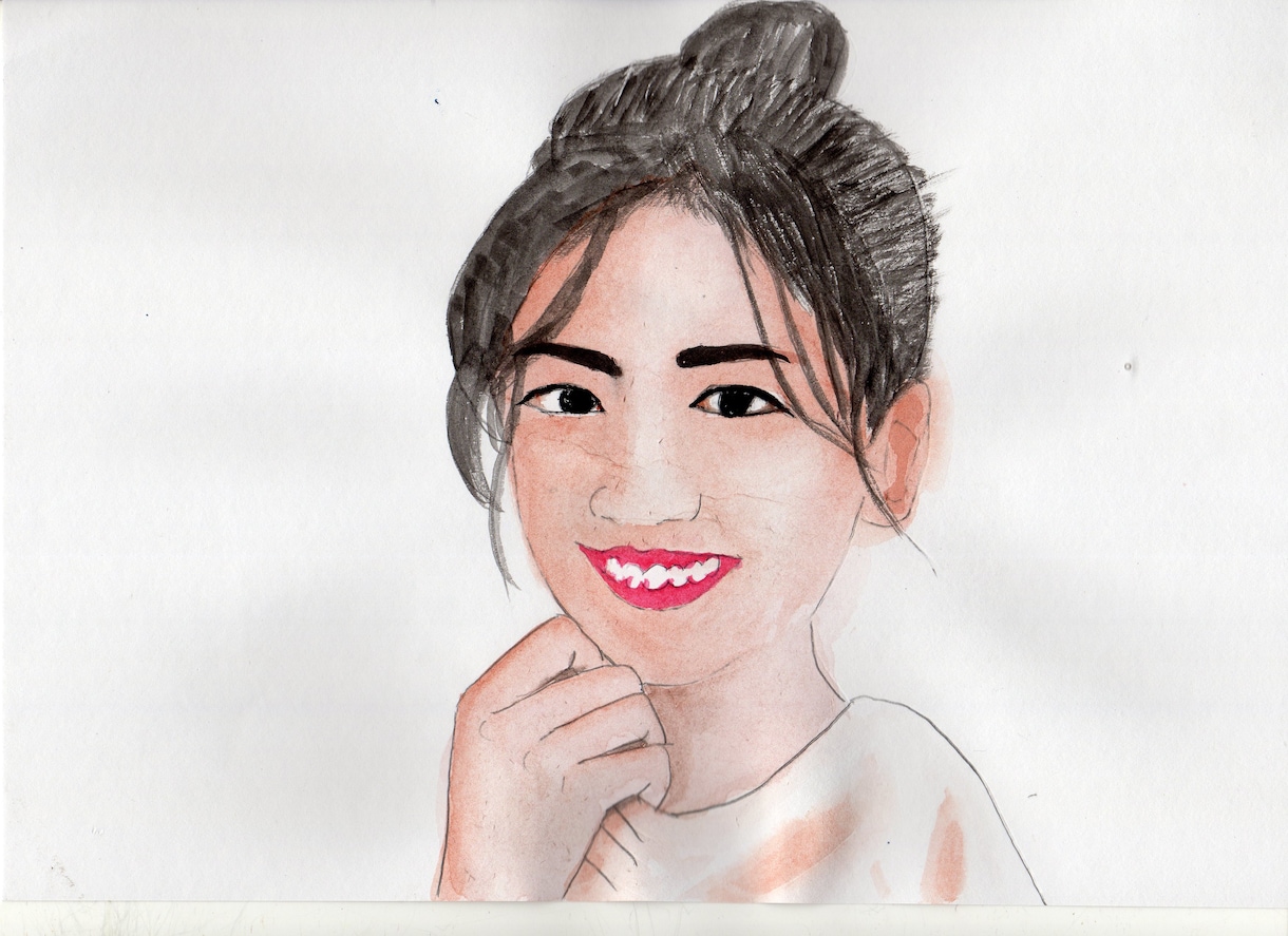 似顔絵水彩画の手描きの作品ですます 一品一品手描きの作品です水彩画です イメージ7