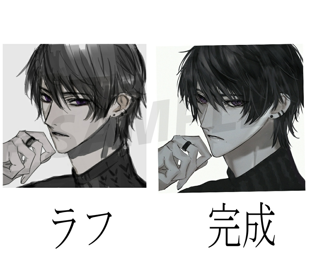 SNSアイコン 1枚絵等イラスト制作致します ほんのり闇がありそうなキャラクターを得意としております イメージ3