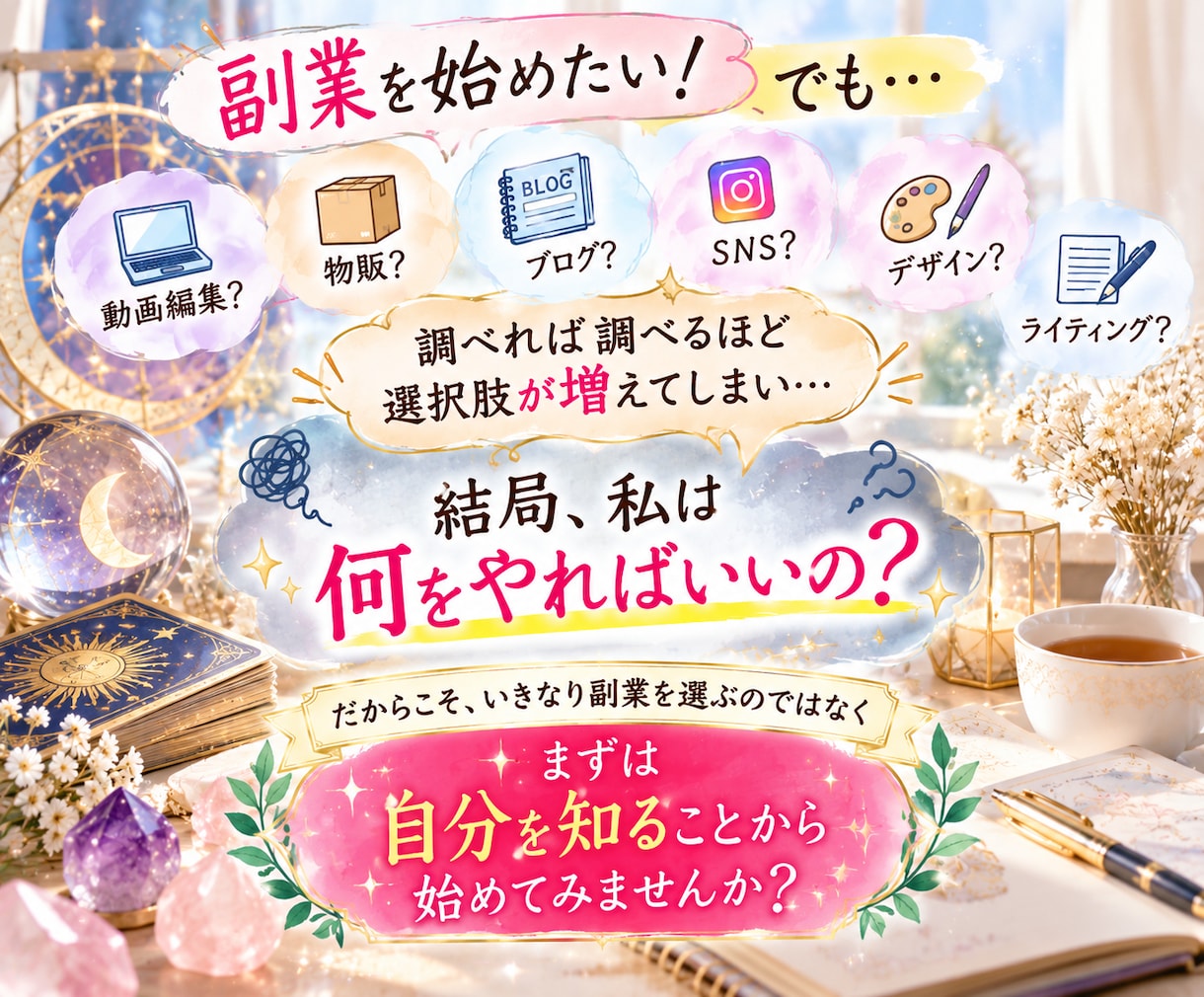 あなたに向いている在宅副業3つを占いで診断します 数秘×タロットで強み発見！あなた向け副業3つをご提案 イメージ3