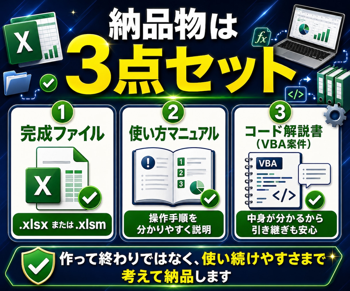 あなたのExcel作業、丸ごと引き受けます 累計200件以上の実績｜コード開示で納品後も安心｜即日〜対応 イメージ4