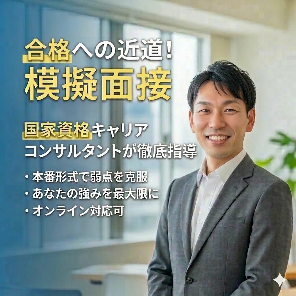 国家資格キャリコン：面接演習と「型」の伝授をします 実技オールA・学科90点で2025年に一発合格した経験を伝授 イメージ2