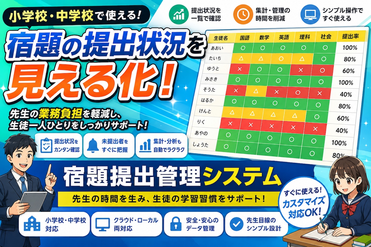 先生必見！宿題提出管理を自動化します 提出状況を見える化し業務を効率化 イメージ1