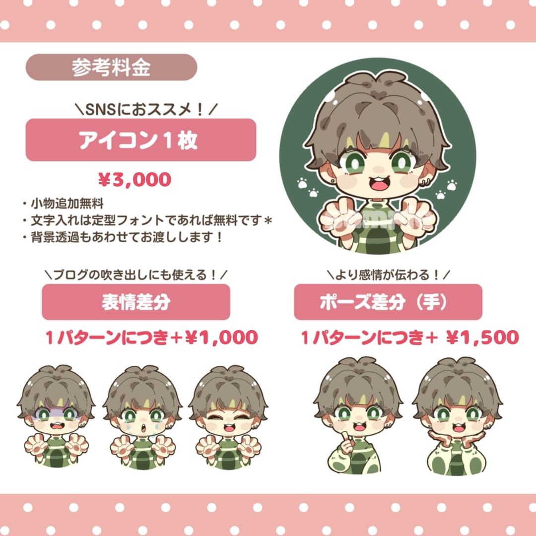 ぱっと目を引く！ミニキャラアイコンを描きます SNSにピッタリ！丸っこい作風です。 イメージ2