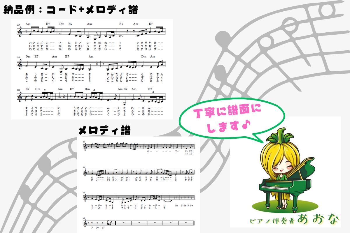 耳コピで譜面を作成いたします あなたの音楽を丁寧に“カタチ”にします イメージ2
