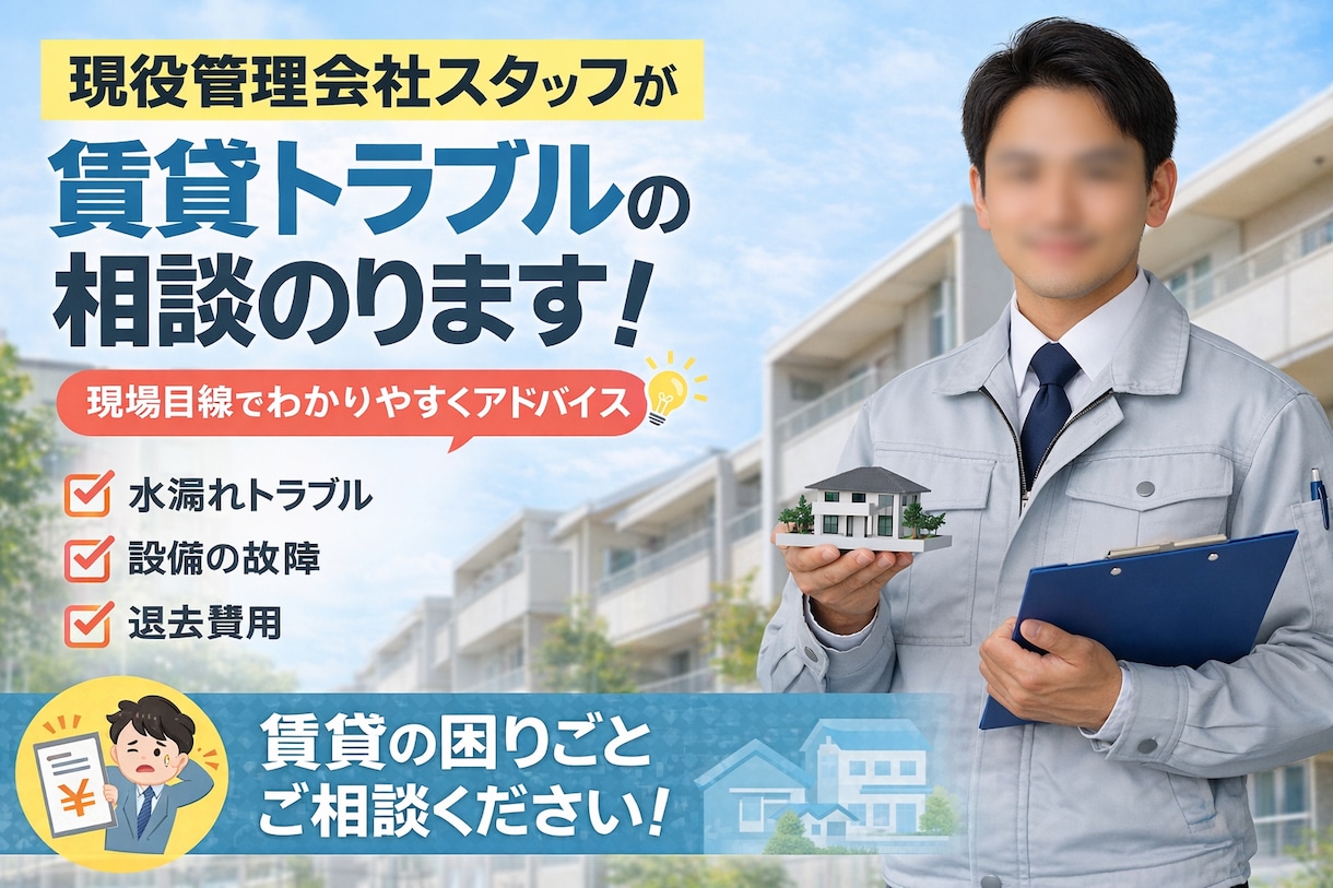現役管理会社スタッフが賃貸トラブルの相談のります 水漏れ・設備トラブル・退去費用・管理会社対応などアドバイス！ イメージ1