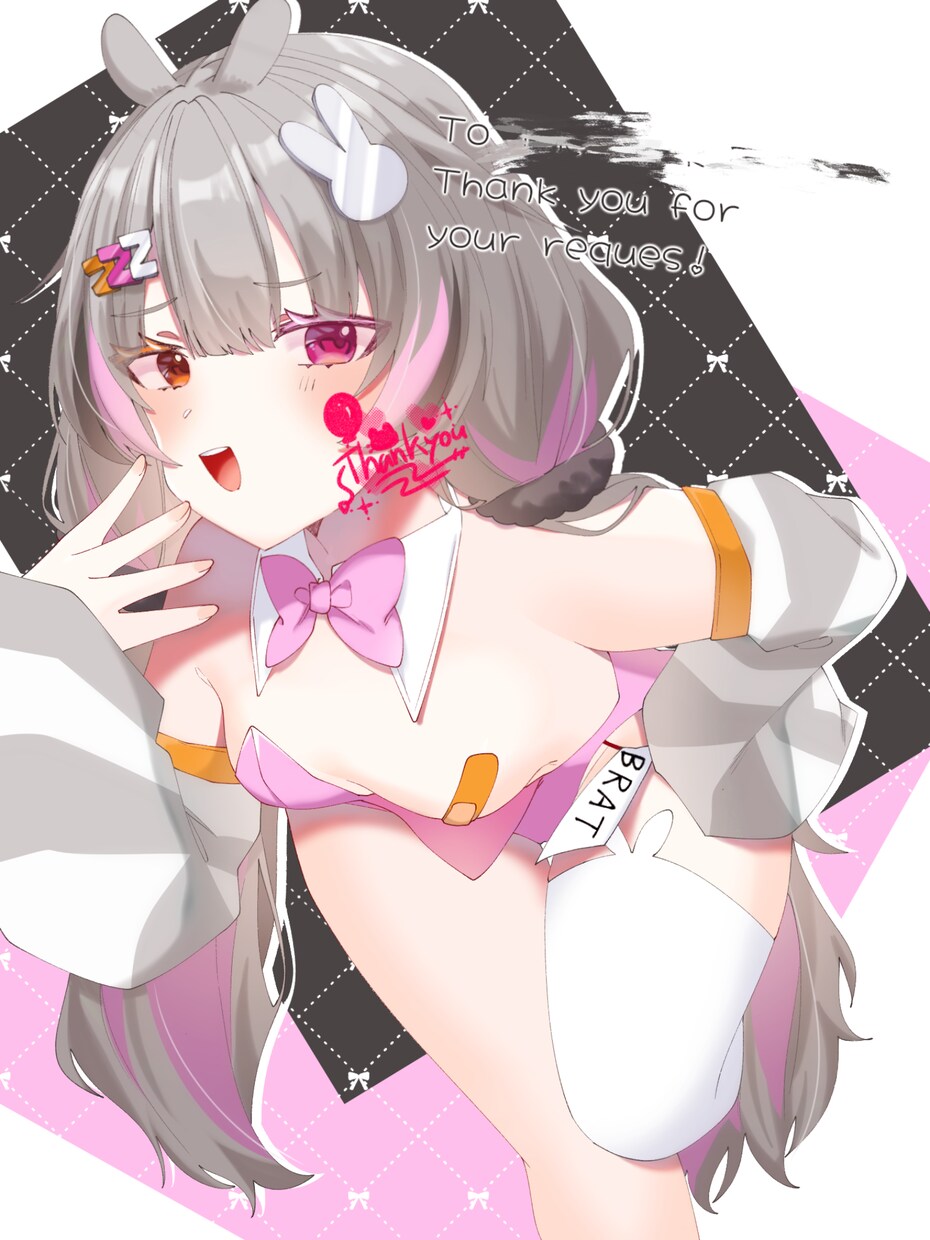 かわいい女の子のイラスト描きます 基本膝から上、シンプルなリボン背景でお届けします！ イメージ3