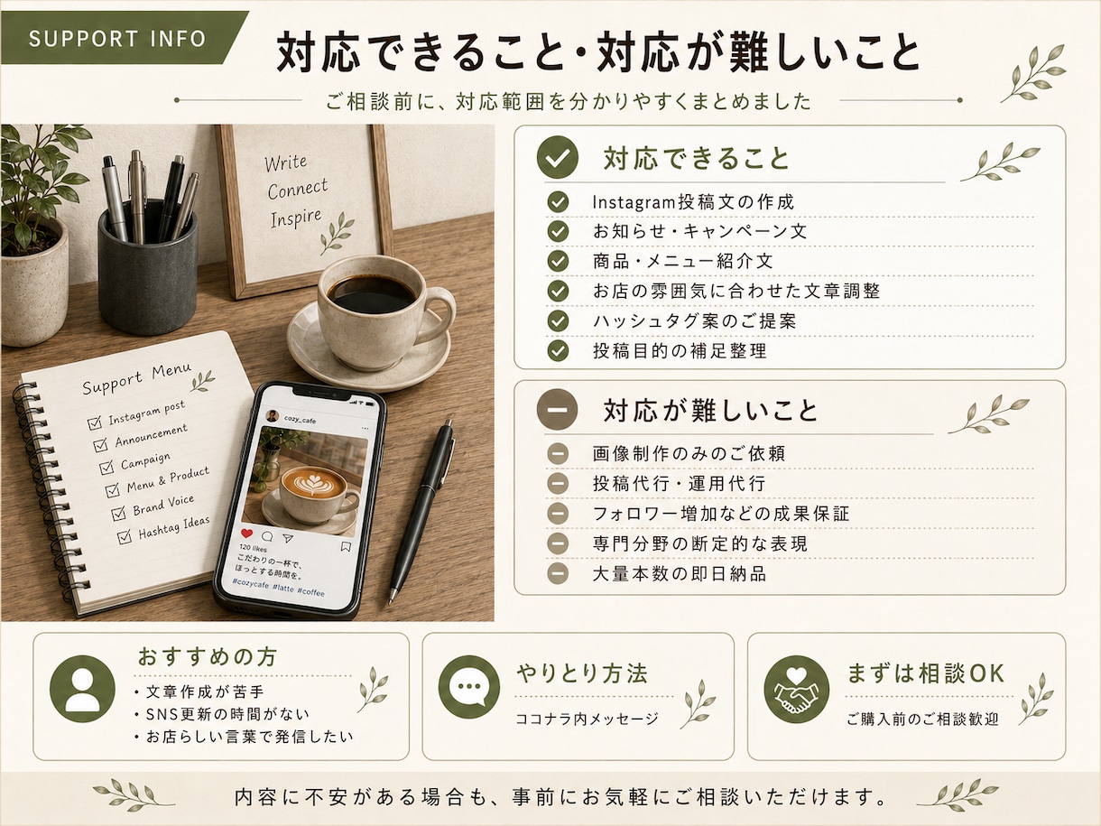 店舗向けSNS投稿文を5本作成します お店の魅力が伝わる自然な文章とハッシュタグ案を作成 イメージ7