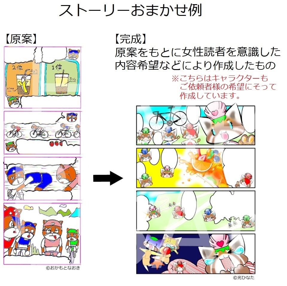 1週間以内に納品！ゆる可愛ペット４コマ漫画描きます 原案を頂き漫画作成もOK(*´▽｀*)サンプル有！商用利用可 イメージ2