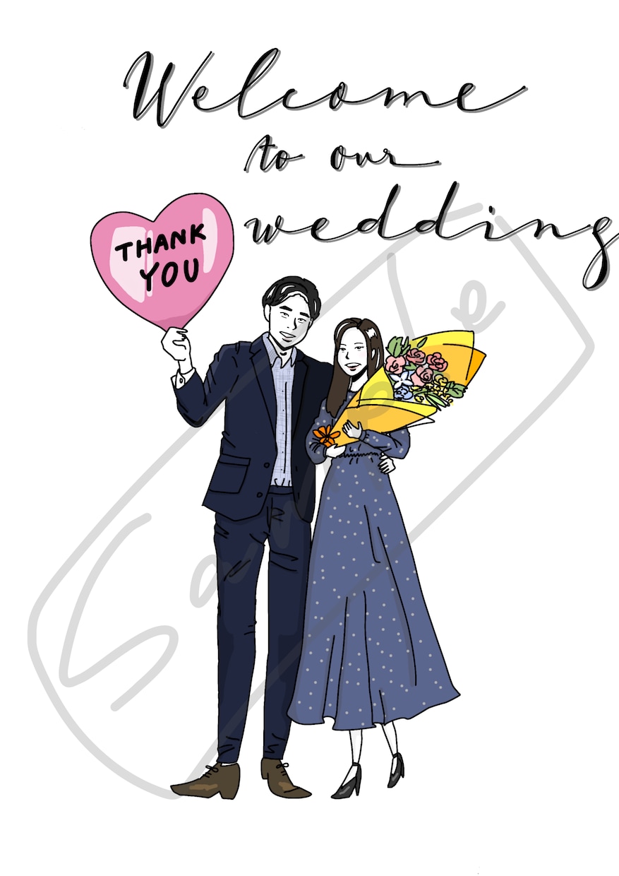 結婚式♡ウェルカムボードを作成します 記念日のプレゼントにもおすすめ！シンプル線画をデータでお渡し イメージ6