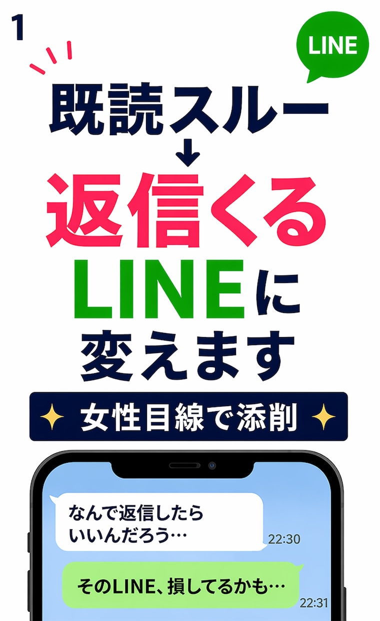 既読スルー改善LINE添削します 返信率が上がる具体例を提案します！ イメージ1