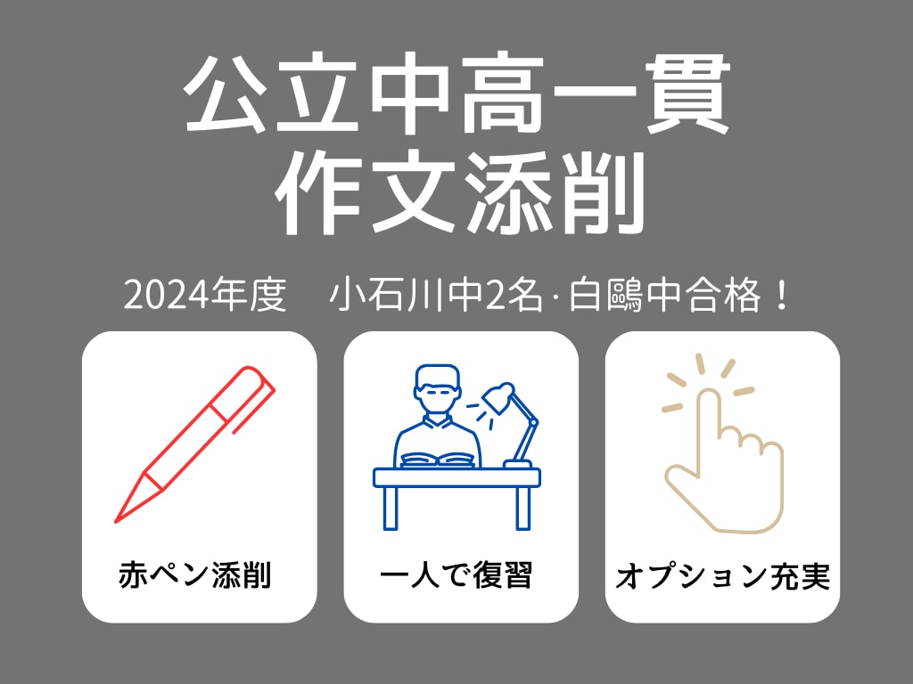 公立中高一貫【作文対策】：赤ペン添削指導いたします 自己解決力UP指導／保護者向けアドバイス・模試分析オプション イメージ1