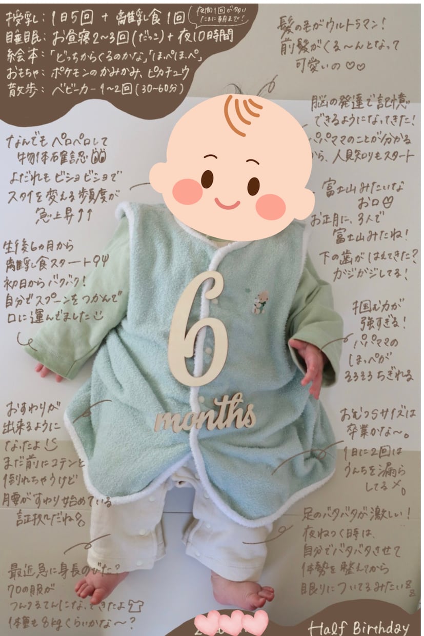 大切な写真に手書き文字を書き込みます 月齢フォトや思い出日記を、温かみのある手書きでお届け。 イメージ3