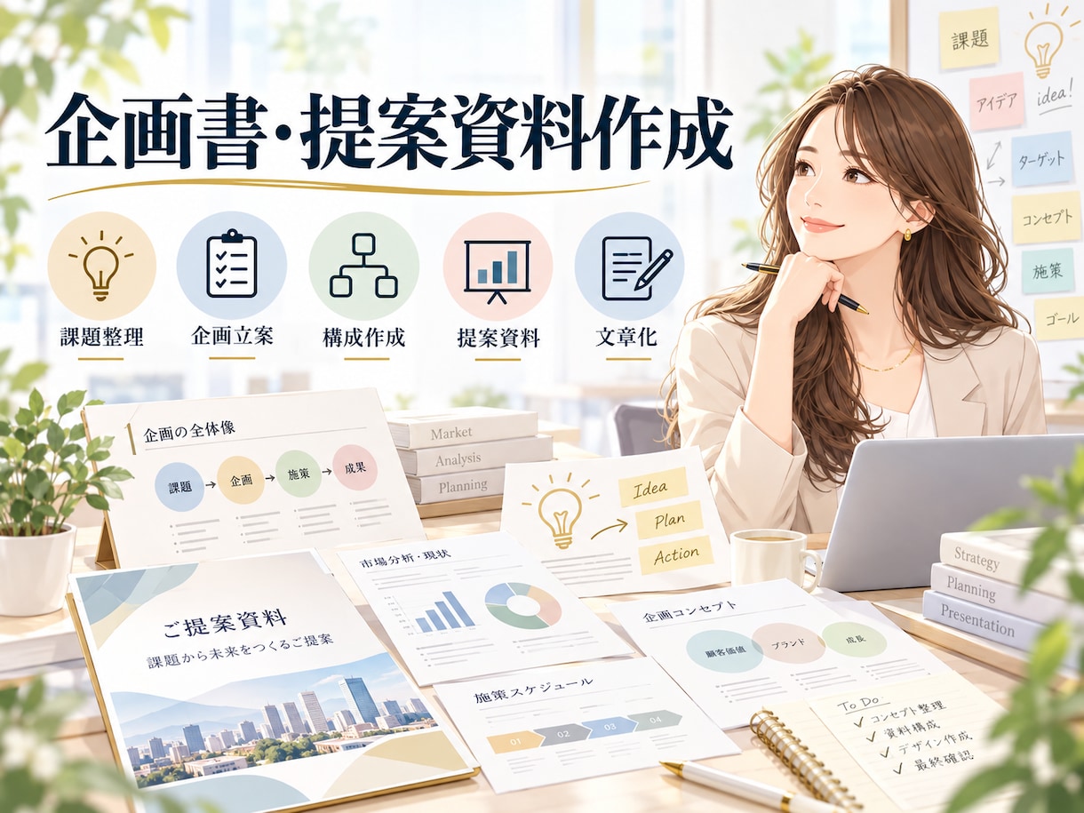 企画書・提案資料をわかりやすく作成しますます ぼんやりしたアイデアを、伝わる企画書に整えます イメージ1