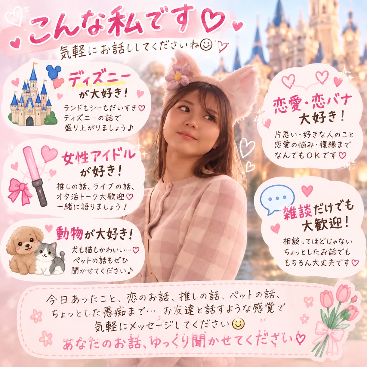 友達みたいな心理カウンセラーがお話聞きます 恋バナ・愚痴・雑談までどんなお話も大歓迎です イメージ2