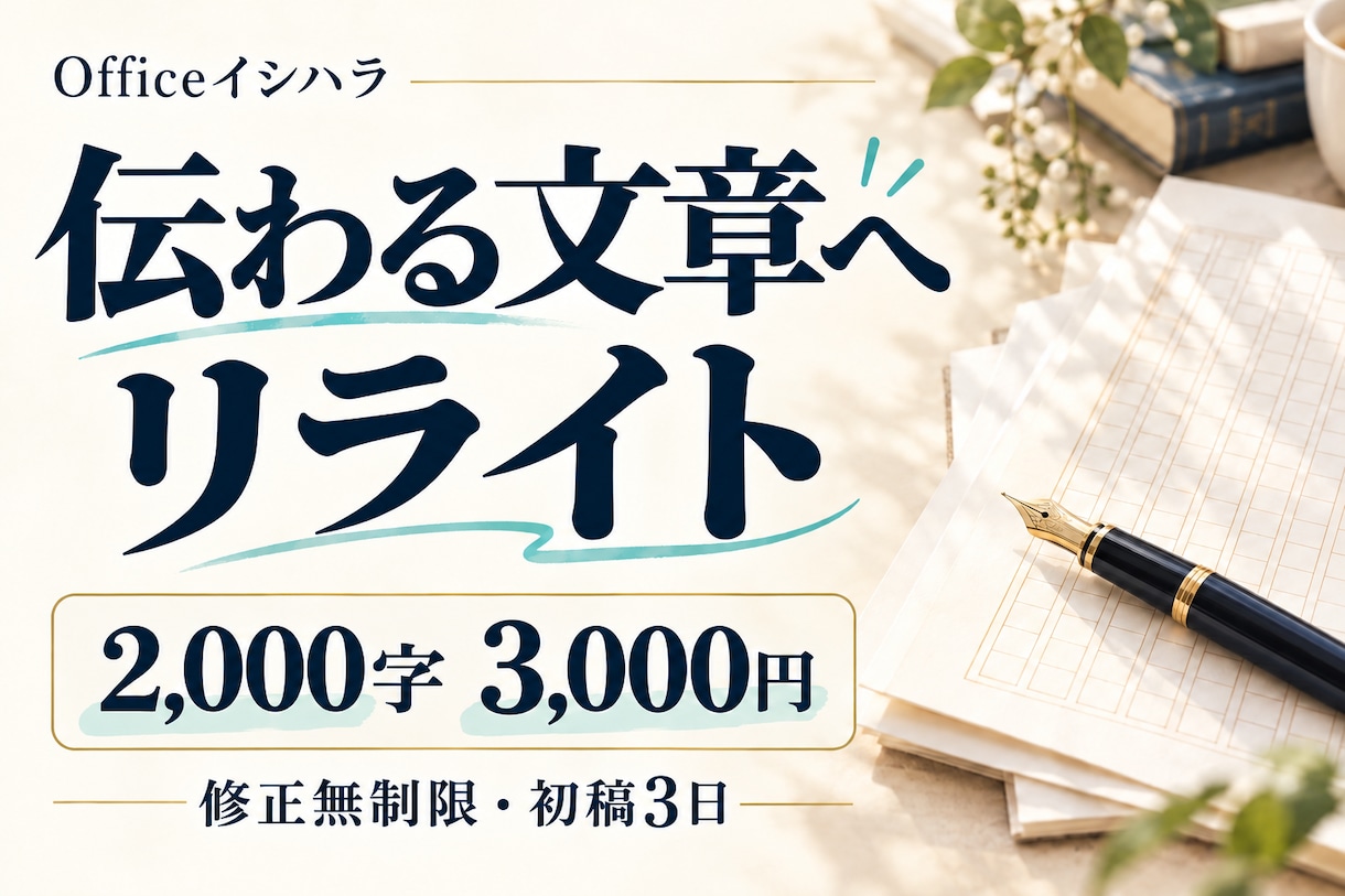 AI原稿やブログ2000字をリライトします 伝わる順番と自然な日本語へ。変更点メモ付き イメージ1