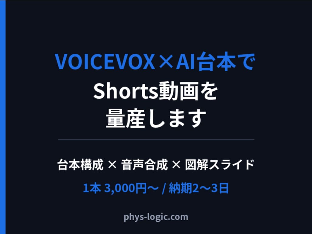 VOICEVOX×AI台本でShorts量産します 台本×音声合成でShorts動画を毎日量産 イメージ1