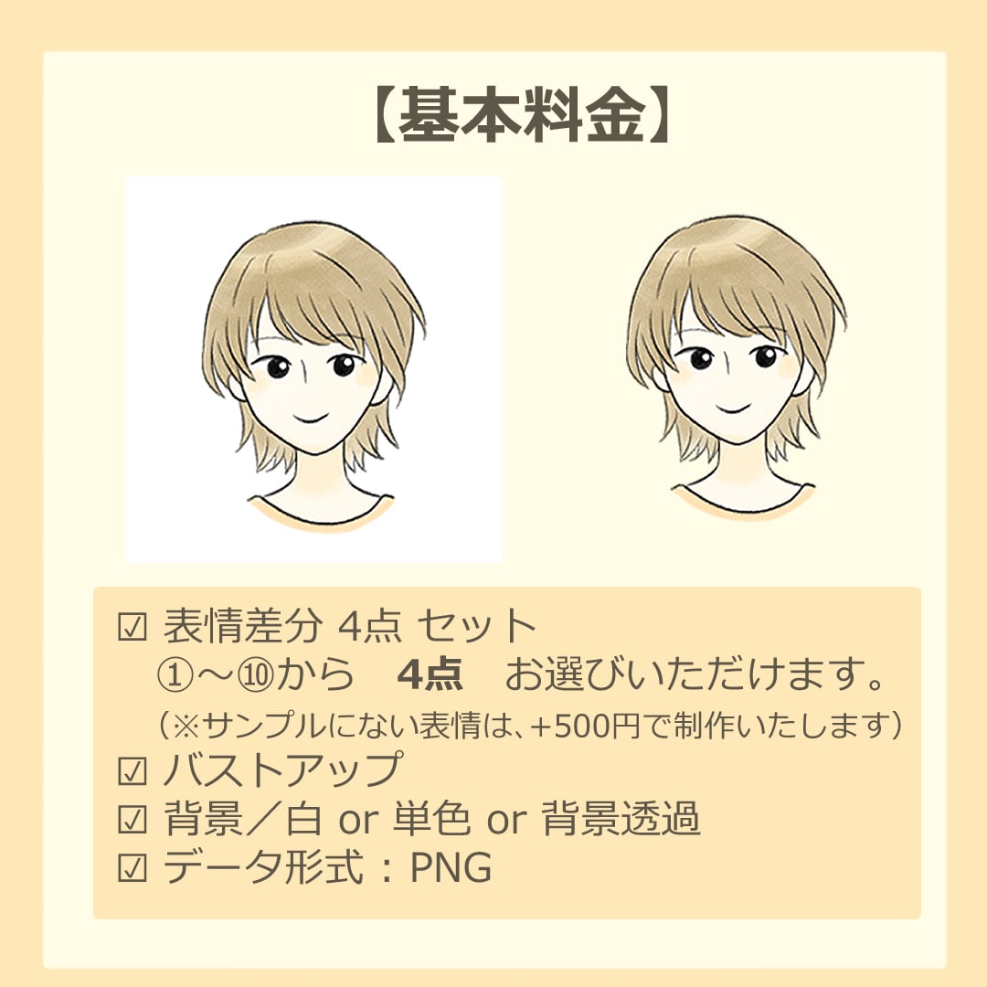 シンプルゆるいアイコン表情差分4点セット制作します 商用OK◎ブログの吹き出しやSNSのアイコンなどに！ イメージ2