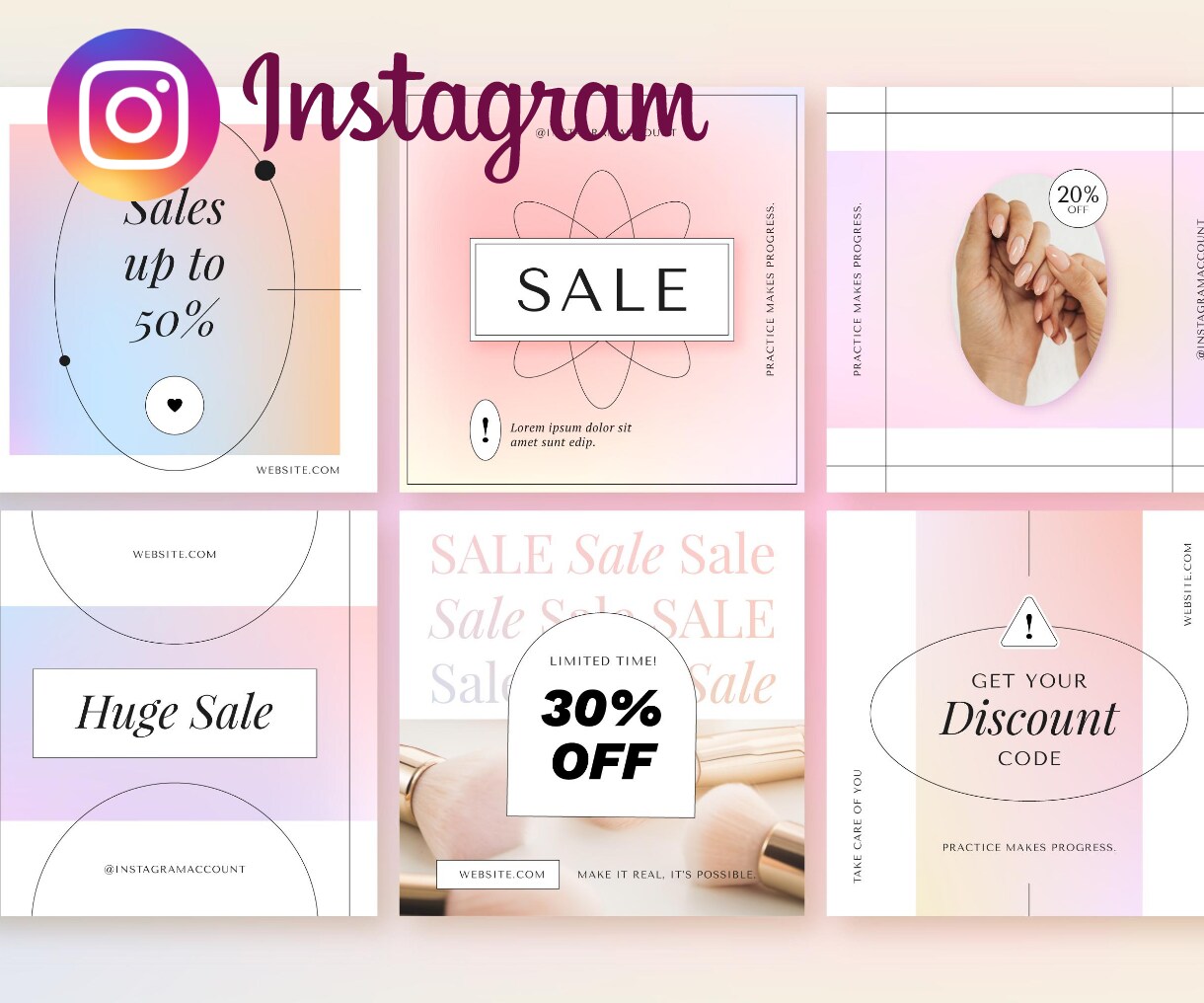 インスタグラムの投稿のデザインをいたします ブランディングなど目的に応じた投稿デザインをいたします。 イメージ1