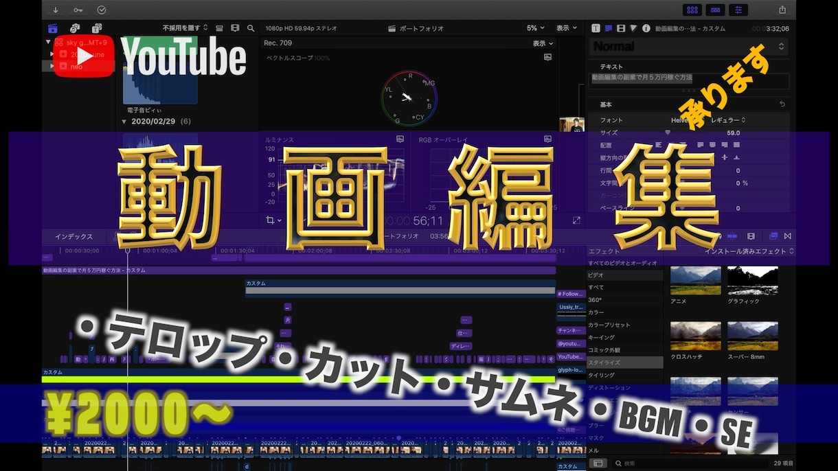 YouTube.インスタ.web動画編集いたします YouTube編集実績あり。10分素材６.000円〜 イメージ1