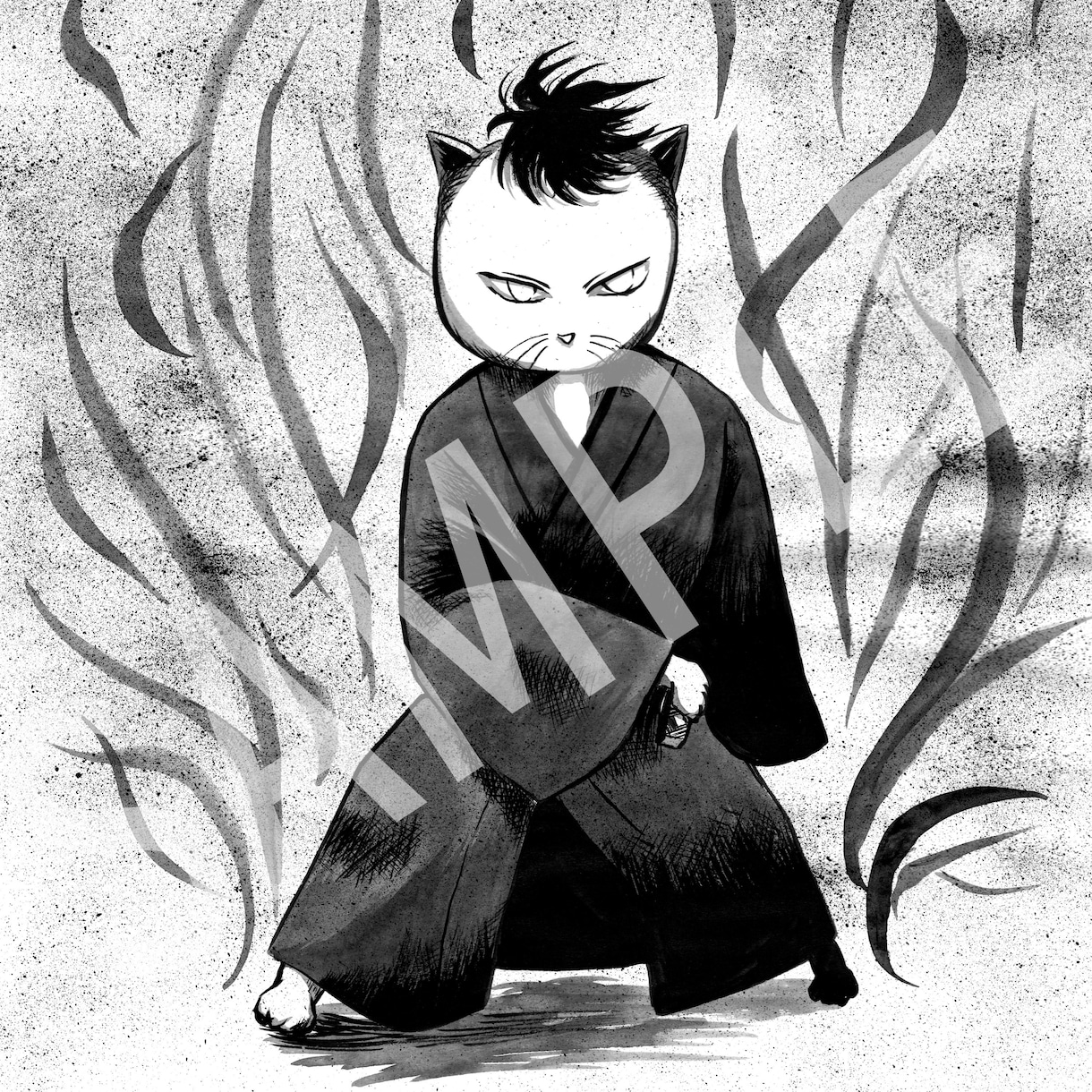 墨によるコミック風キャラクターイラスト描き	ます 作品の顔にアナログ手描きの和風イラストはいかがでしょうか？ イメージ7