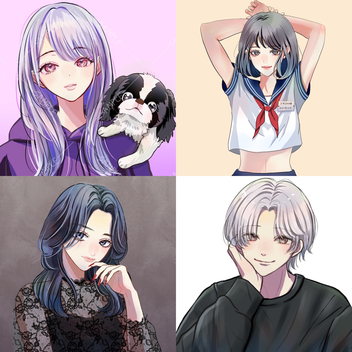 大人可愛くてかっこいいイラスト描きます アイコンはもちろん配信背景にも！ミニキャラや似顔絵風もok♩ イメージ3