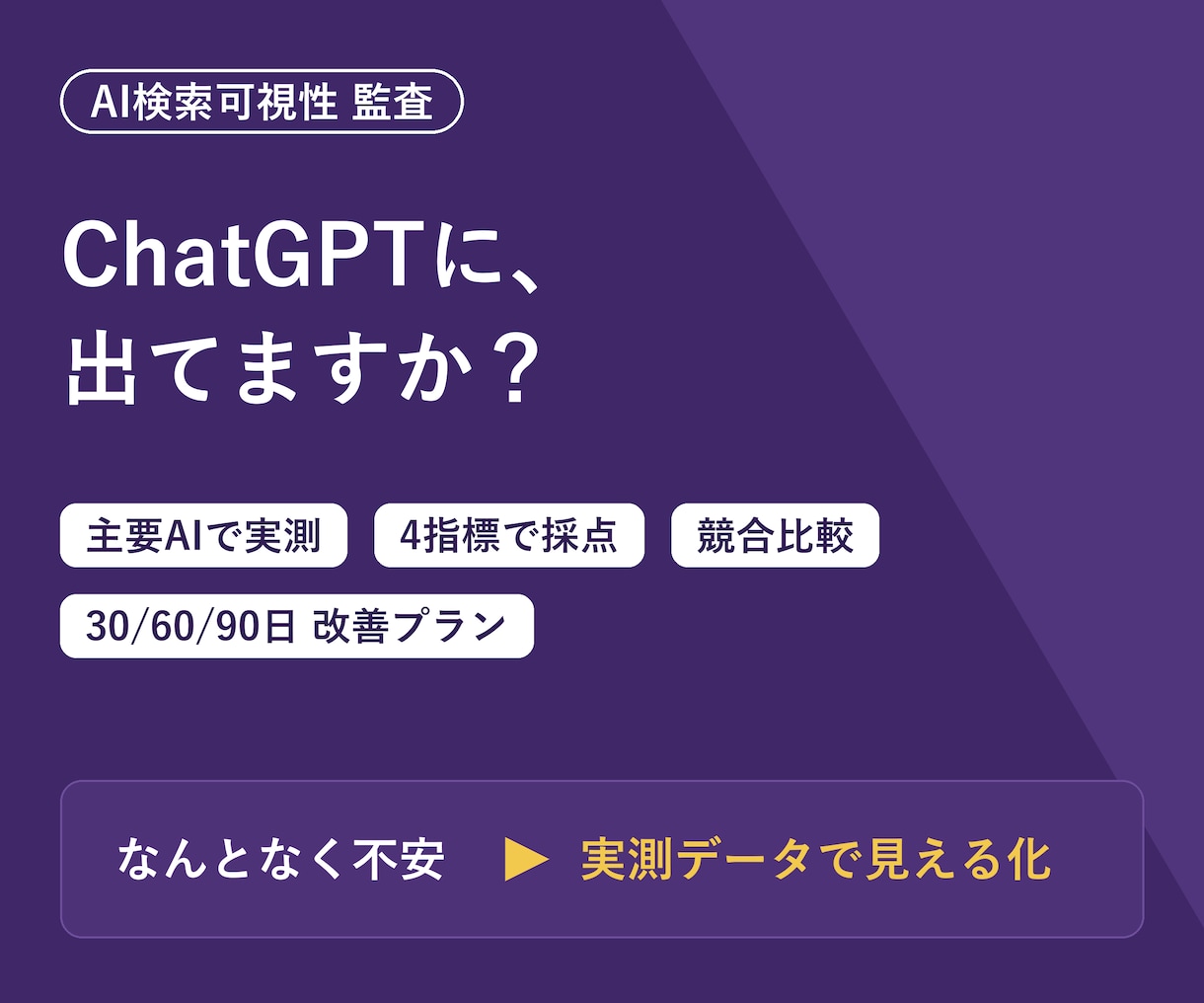 ChatGPTに自社が出るかAI検索を監査します AI検索の可視性を実測。簡易監査19,000円 イメージ1