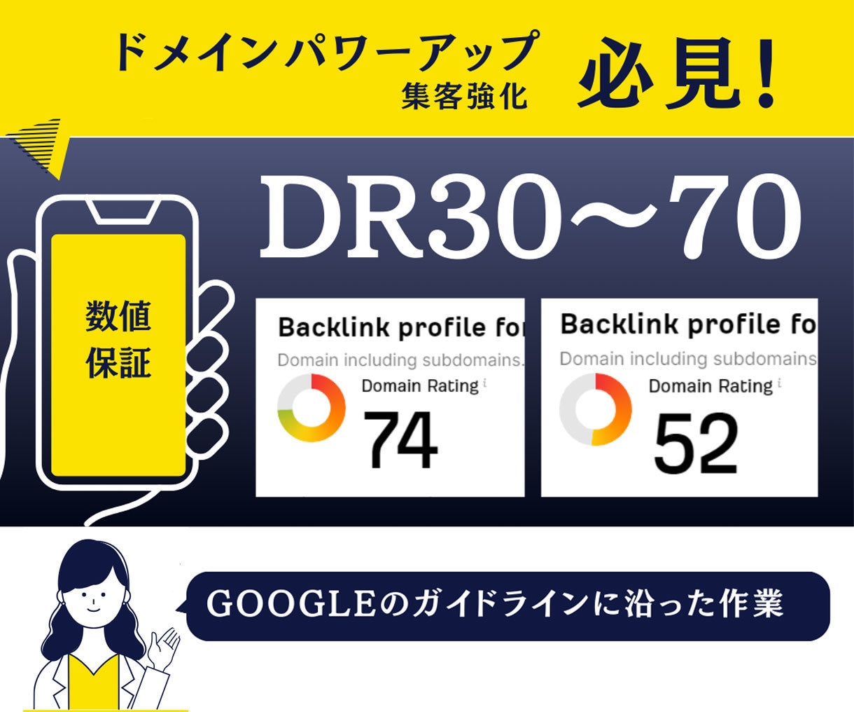 DR30〜70へ引き上げる外部SEO対策を行います ホームページ制作会社が対応｜ドメインパワー改善で集客力アップ イメージ5