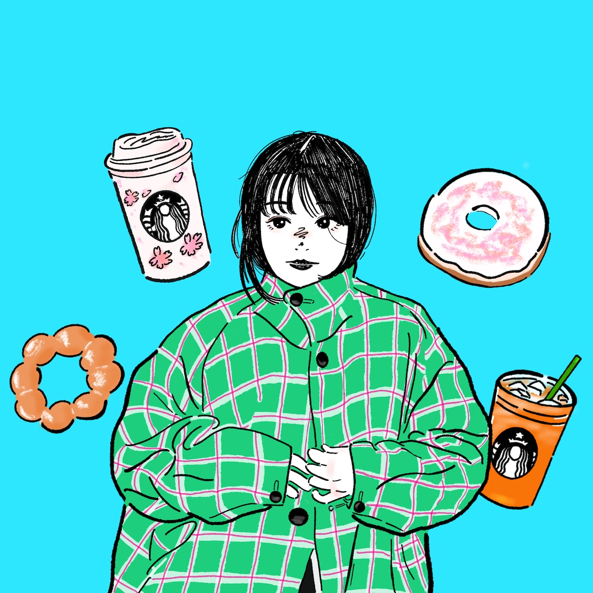 SNSやラインのアイコンに使えるイラスト制作します ちょっとレトロでシンプルなイラスト イメージ4