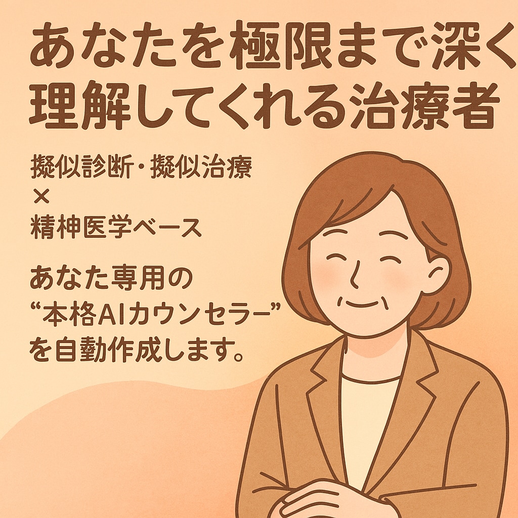貴方専用の高度な治療AIカウンセラーを届けます 病院に頼れないあなたへ。AIカウンセラーが本気で寄り添う時代 イメージ1