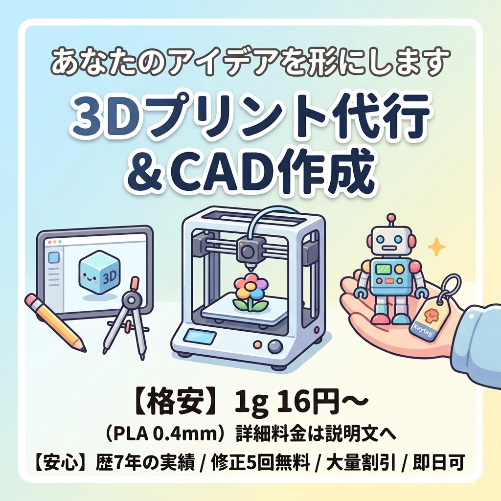 大量＆即日可！格安で3Dプリント代行します 大量・即日印刷も！3Dプリント代行【26年5月まで特別価格】 イメージ1