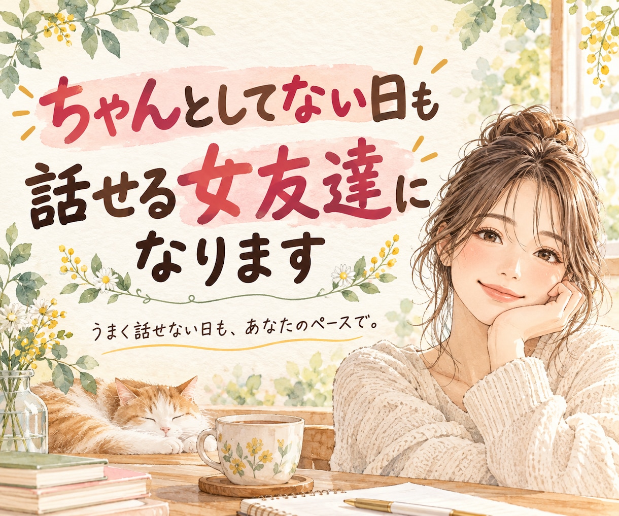 ちゃんとしてない日も！話せる女友達になります 仕事も恋も、今日は取りつくろわずに何でも打ち明けてください。 イメージ1