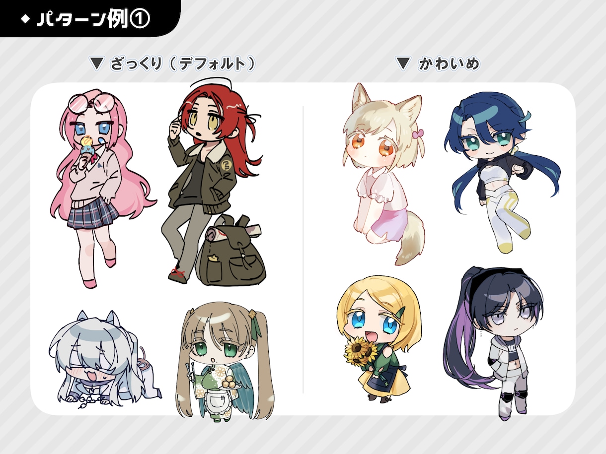 かわいいデフォルメキャライラストを描きます 立ち絵や観賞用、SNSアイコン等さまざまな用途におすすめです イメージ3