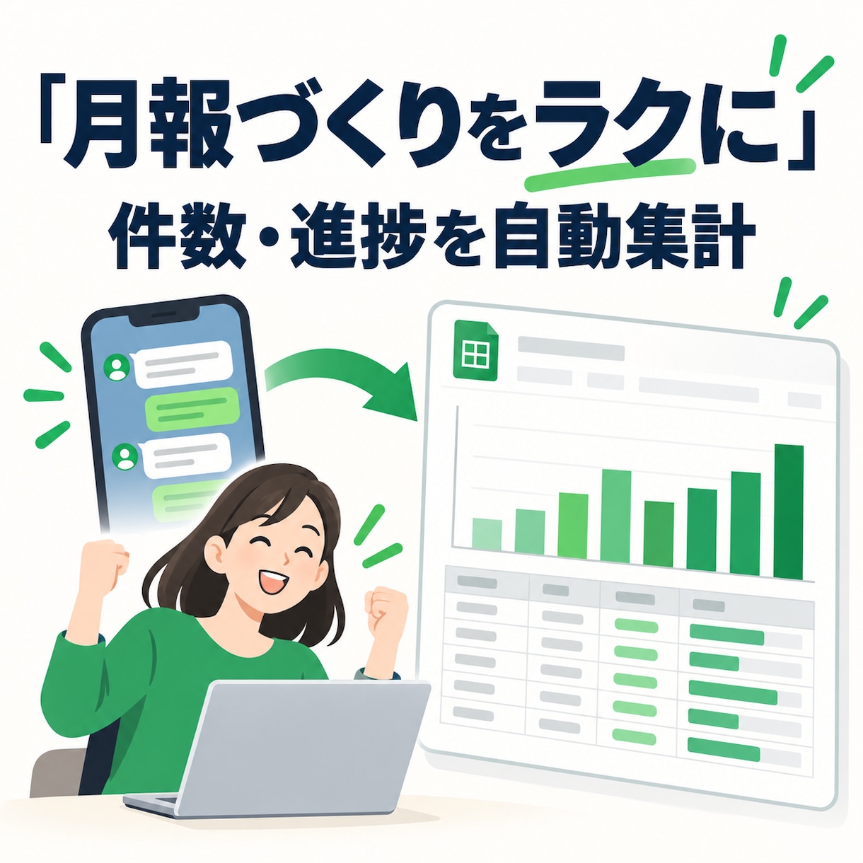 LINE報告をAIで顧客台帳・月報に整理します 現場はいつも通り報告、記録と月次集計を効率化 イメージ7