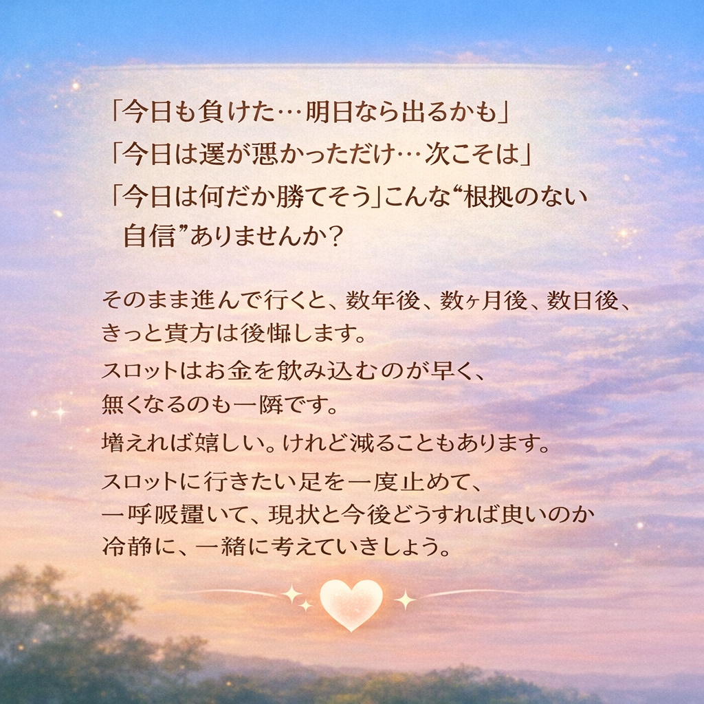 負け続けてしんどい方へ スロットの悩み聞きます スロットで疲れた心を整理 続ける？休む？一緒に考えましょう イメージ2
