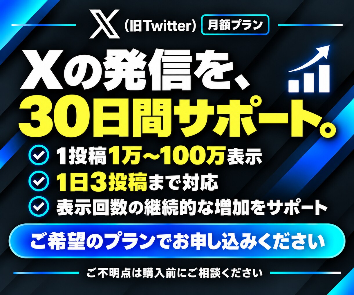 X【月額プラン30日間】インプレッション増加します 1万回増加★Twitterツイート回数無制限★毎日可★ イメージ10