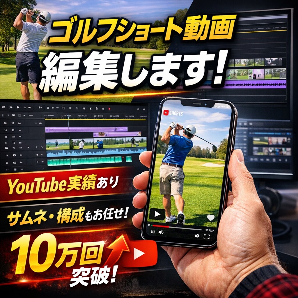 ゴルフショート動画編集します YouTube実績あり｜視聴維持率UP編集 イメージ1