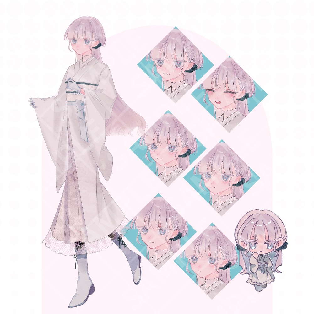 TRPGなどで使える和服の女性を販売します デフォルメイラスト付き！表情差分6種類あります！ イメージ1
