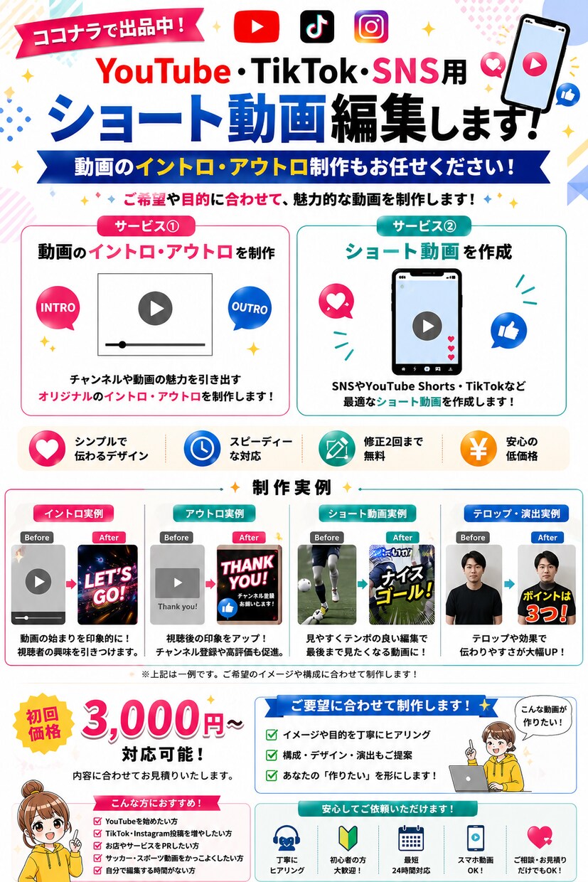 SNS向け動画を丁寧に編集します 初心者の方も安心してご相談OK！ イメージ1