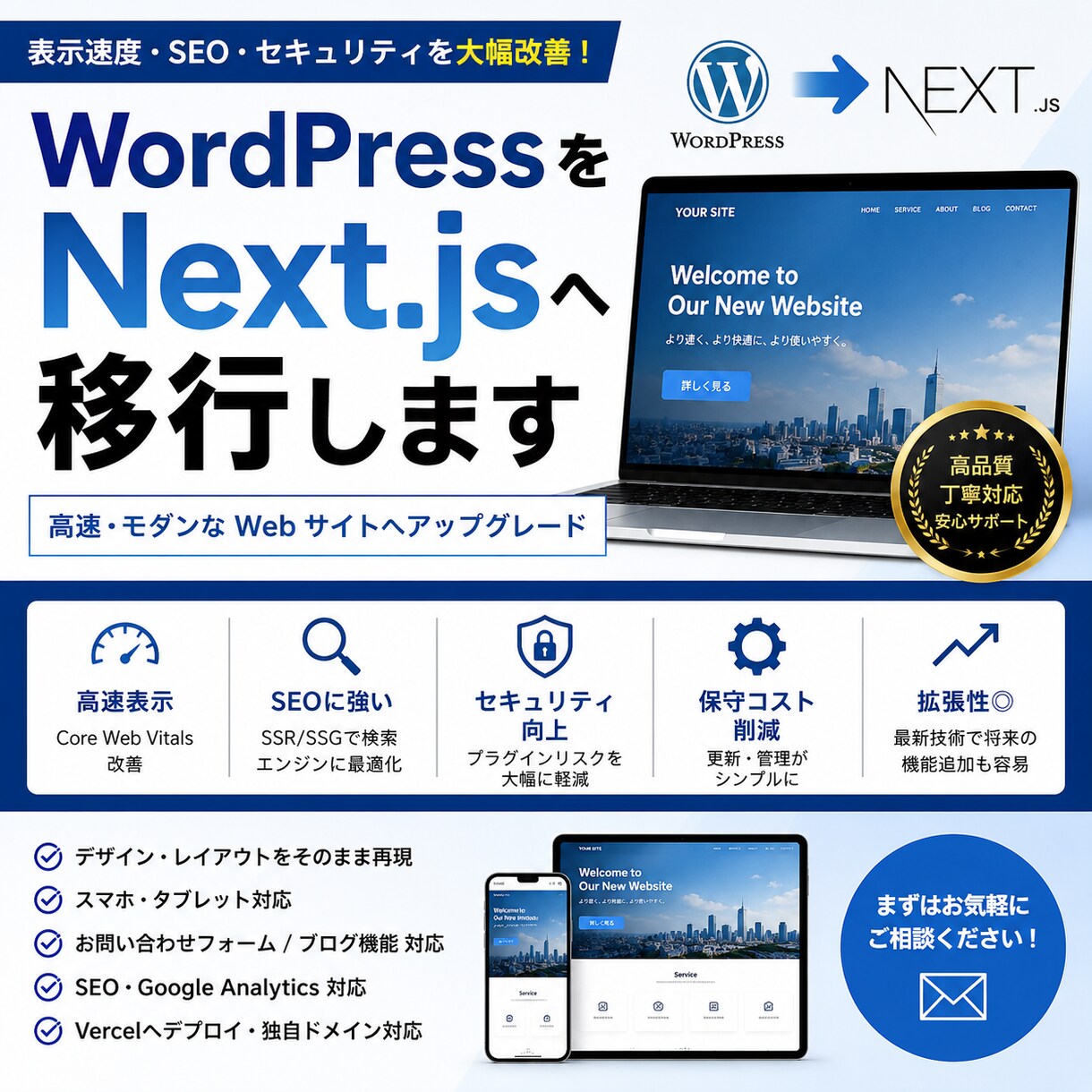 WordPressをNext.jsへ移行します 表示速度・SEO・保守性を大幅改善 イメージ1