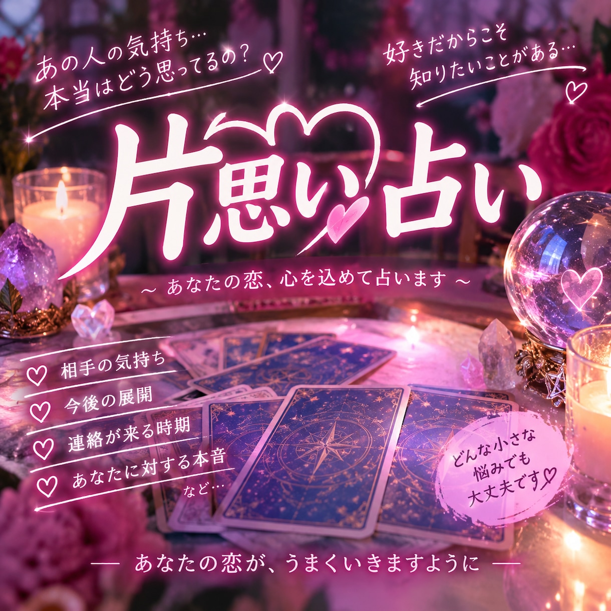 タロットで片思いの行方を占います あの人の本音と未来の可能性を優しく丁寧にお伝えします。 イメージ1