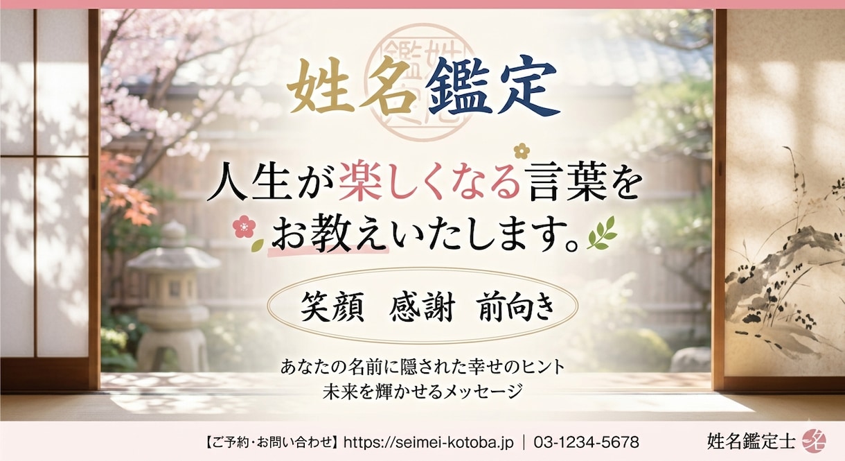 姓名鑑定、人生が楽しくなる言葉をお教えいたします 迷いをときます。そんなに苦労しなくていいよ。 イメージ1